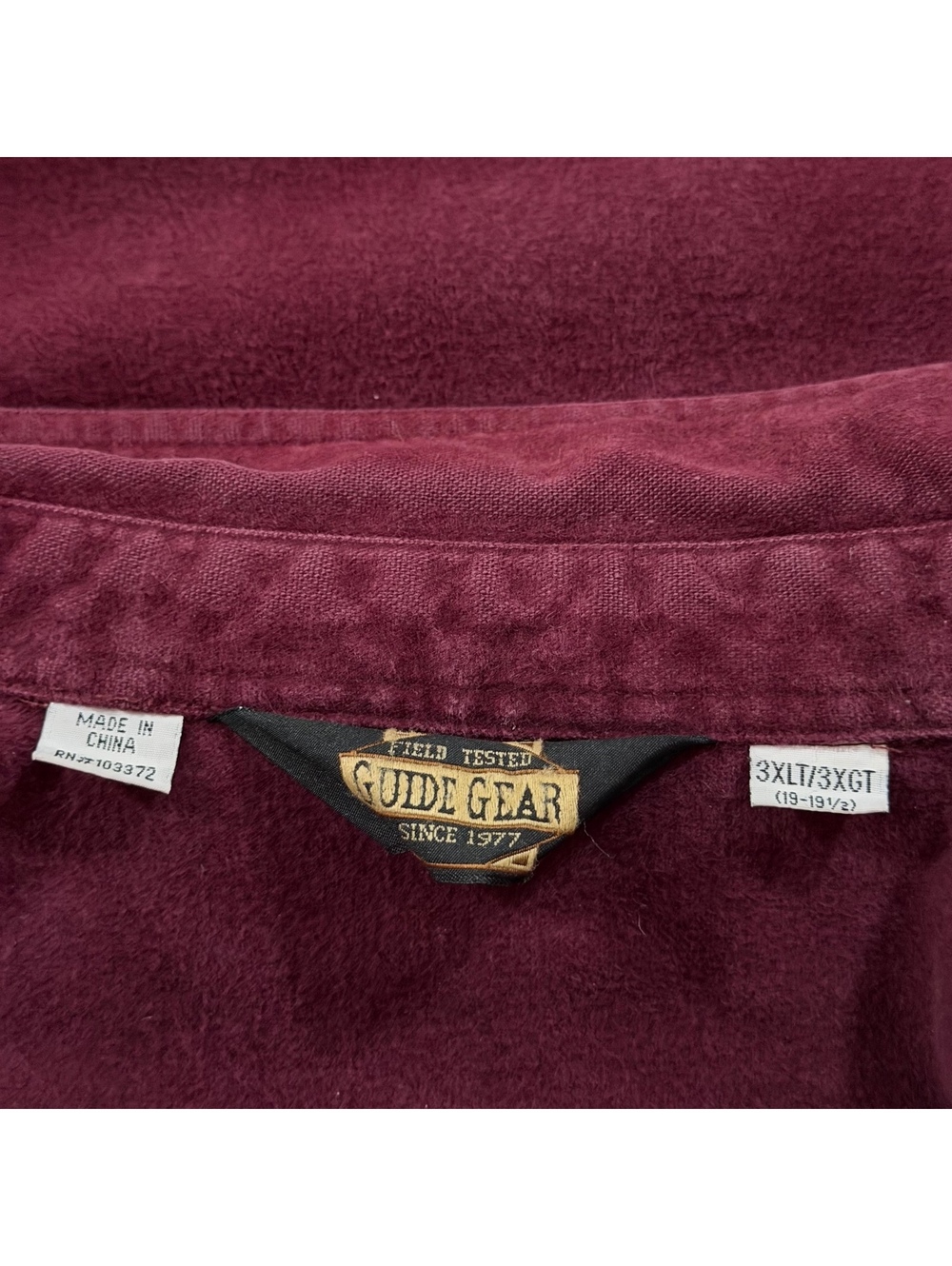 Vtg Guide Gear Heavyweight Flannel Shirt Mens 3XLT Burgundy - Picture 5 of 7